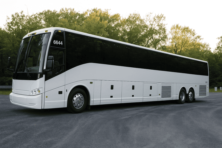 exterior of Charter Bus Rental Greenwich coach bus